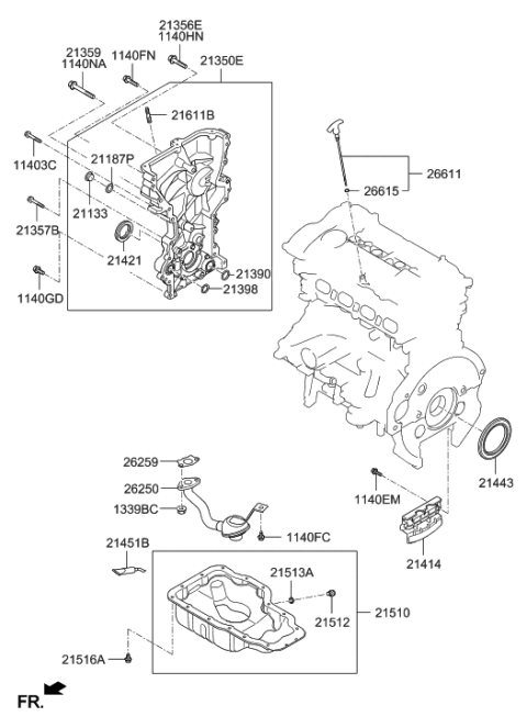 2021 Hyundai Tucson Belt Cover & Oil Pan Diagram 1