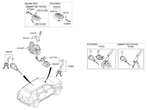 2019 Hyundai Tucson Key Sub Set-Steering Lock Diagram for 81900-D3F00