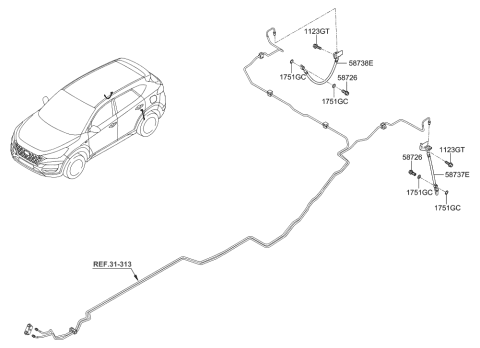 2021 Hyundai Tucson Hose-Rear Wheel RH Diagram for 58738-D3700