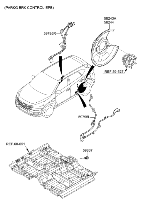 2020 Hyundai Tucson Wiring-E.P.B Conn EXTN,LH Diagram for 59795-D3010