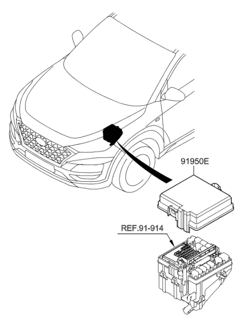 2019 Hyundai Tucson UPR Cover-Eng Room Box Diagram for 91956-D3020