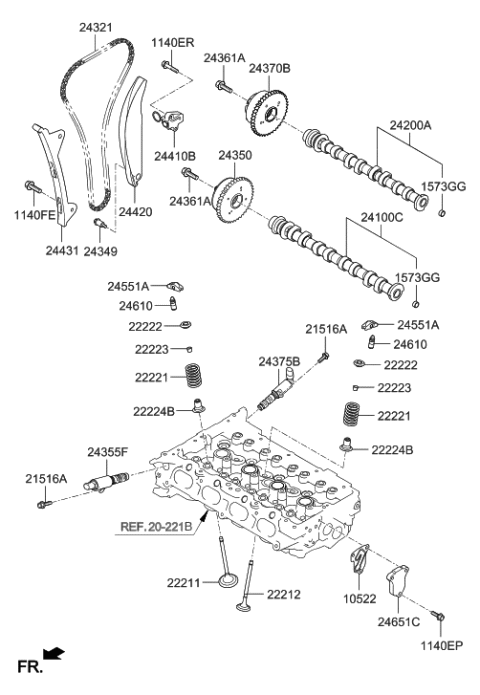 2020 Hyundai Tucson Camshaft & Valve Diagram 1