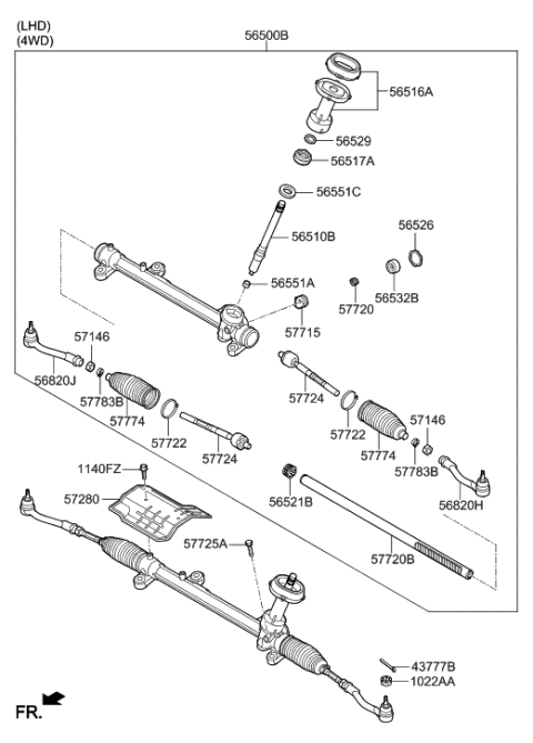 2021 Hyundai Tucson Gear Assembly-Steering Diagram for 56500-D3600