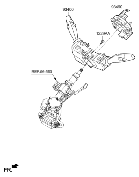 2020 Hyundai Tucson Clock Spring Contact Assembly Diagram for 93490-D3225