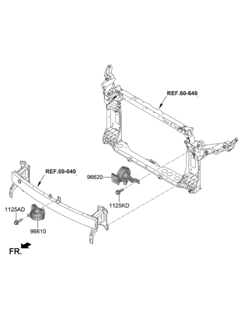2021 Hyundai Tucson Horn Assembly-Low Pitch Diagram for 96611-D3600