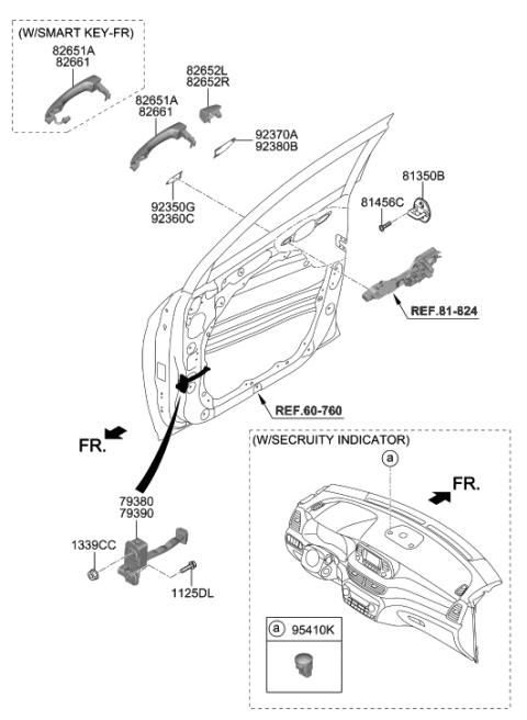 2021 Hyundai Tucson Front Door Outside Grip, Left Diagram for 82651-D3700