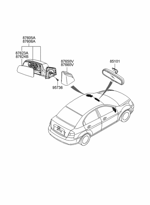 2005 Hyundai Accent New Body Style Rear View Mirror Diagram