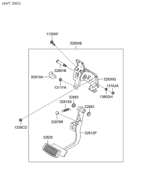 2005 Hyundai Accent New Body Style Brake & Clutch Pedal Diagram 2