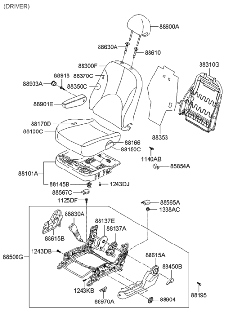 2006 Hyundai Accent Front Seat Diagram 2