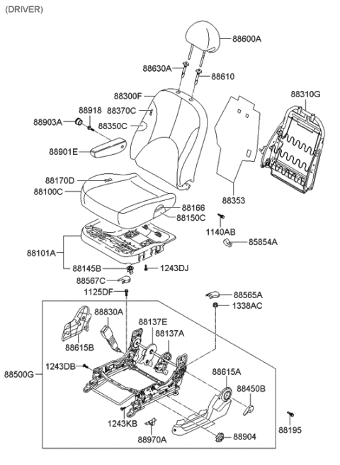 2005 Hyundai Accent New Body Style Front Seat Diagram 2
