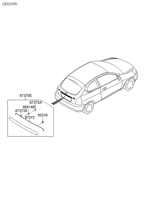 2005 Hyundai Accent New Body Style Back Panel Garnish Diagram 2
