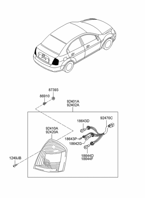 2005 Hyundai Accent New Body Style Rear Combination Lamp Diagram