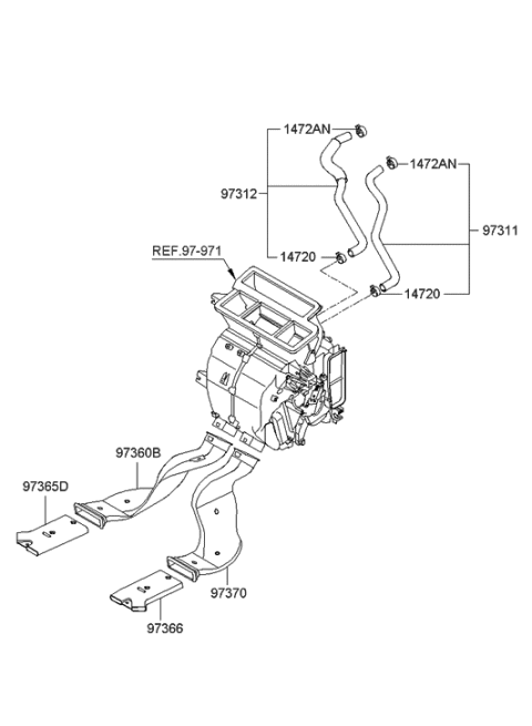 2005 Hyundai Accent New Body Style Heater System-Duct & Hose Diagram
