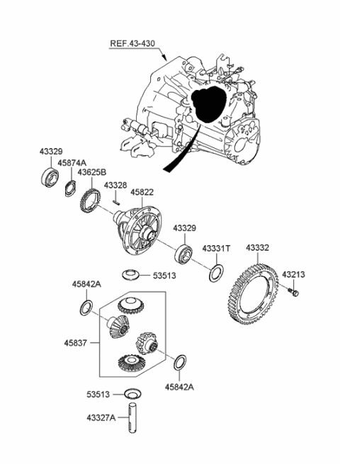 2005 Hyundai Accent New Body Style Transaxle Gear (MTA) Diagram 1