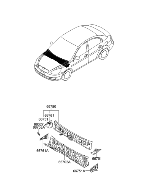 2006 Hyundai Accent Cowl Panel Diagram
