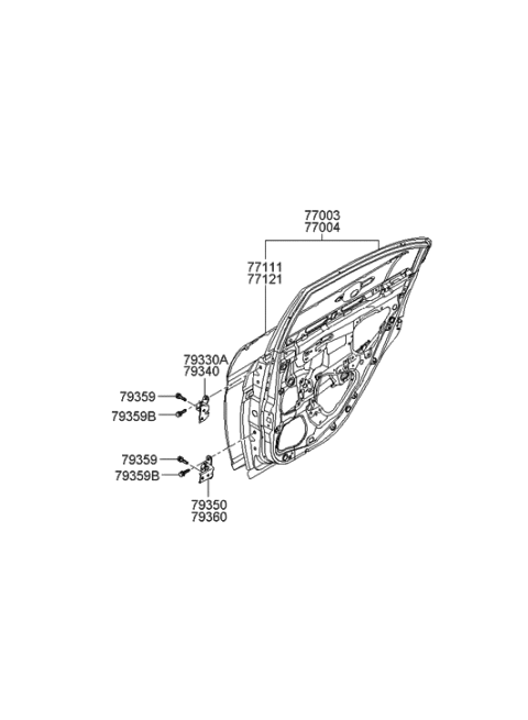 2005 Hyundai Accent New Body Style Panel-Rear Door Diagram