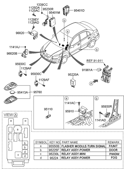 2015 Hyundai Genesis Coupe Cigar Lighter Assembly Diagram for 95110-1G000