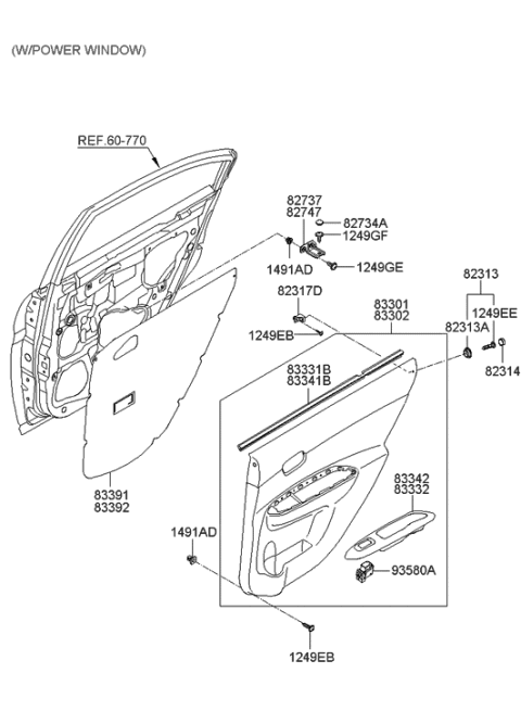 2005 Hyundai Accent New Body Style Rear Door Trim Diagram 2