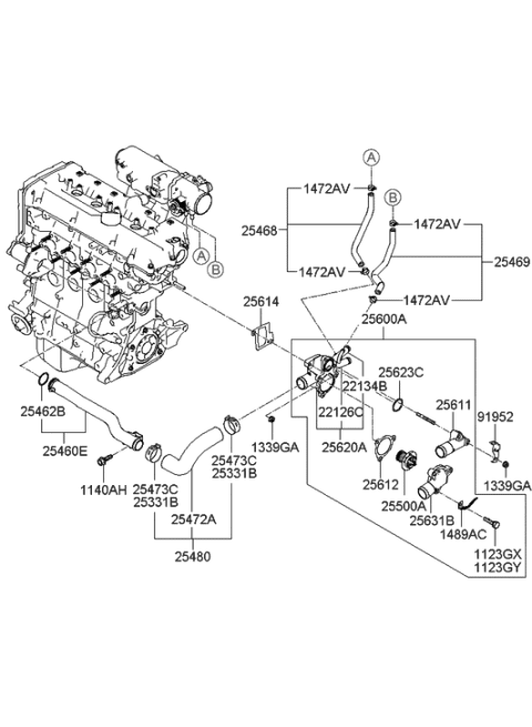 2015 Hyundai Genesis Coupe Clamp-Hose Diagram for 25473-23030