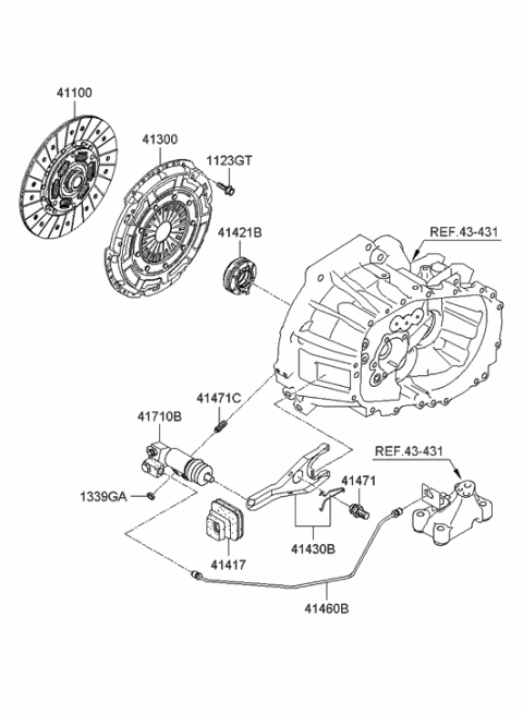 2005 Hyundai Accent New Body Style Clutch & Release Fork (MTA) Diagram