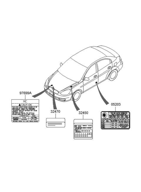 2005 Hyundai Accent Decal Diagram