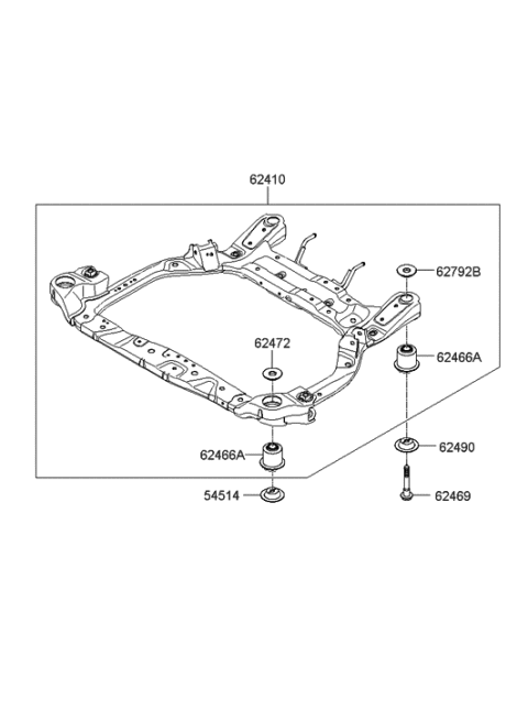 2015 Hyundai Genesis Coupe Bushing-Crossmember Mounting Diagram for 62485-1G000