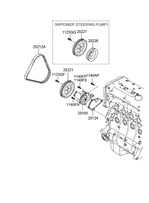 2005 Hyundai Accent Water Pump Diagram