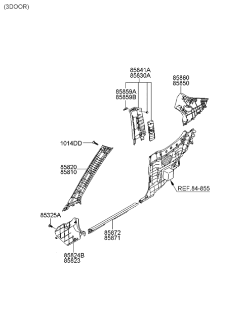 2005 Hyundai Accent New Body Style Interior Side Trim Diagram 2