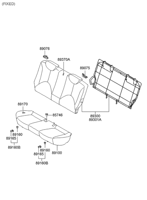 2005 Hyundai Accent Rear Seat Back Cover Diagram for 89360-1E850-QFX