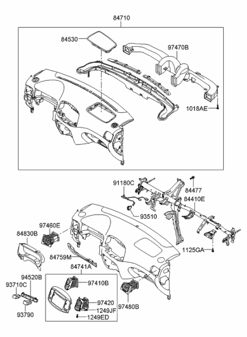 2005 Hyundai Accent New Body Style Crash Pad Diagram 2