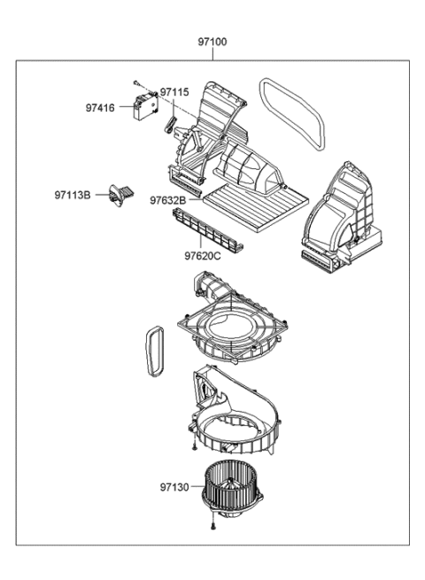 2005 Hyundai Accent New Body Style Heater System-Heater & Blower Diagram 2