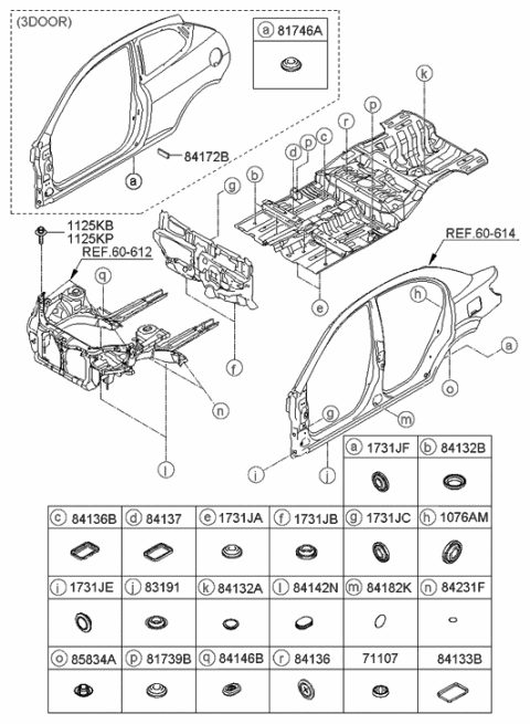 2006 Hyundai Accent Plug-Center Floor Diagram for 84137-1C000