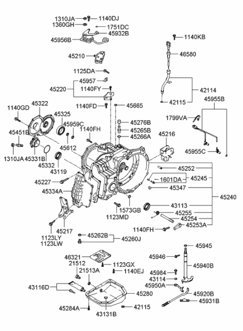 2005 Hyundai Accent New Body Style Auto Transmission Case Diagram
