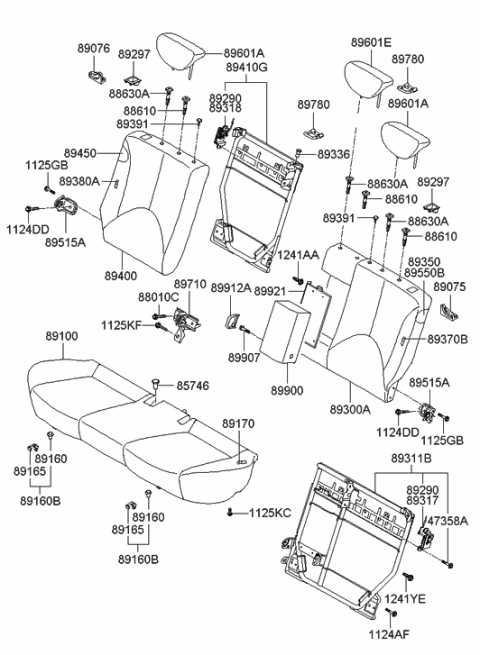 2006 Hyundai Accent Rear Seat Diagram 1