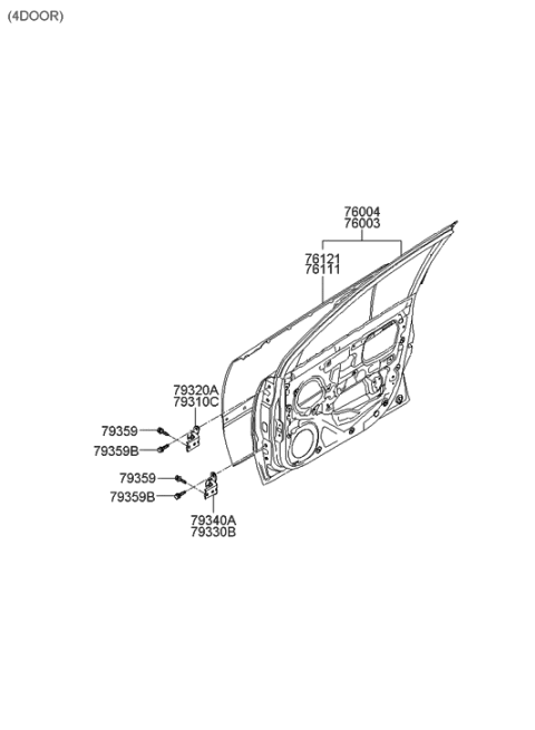 2005 Hyundai Accent New Body Style Panel-Front Door Diagram 2