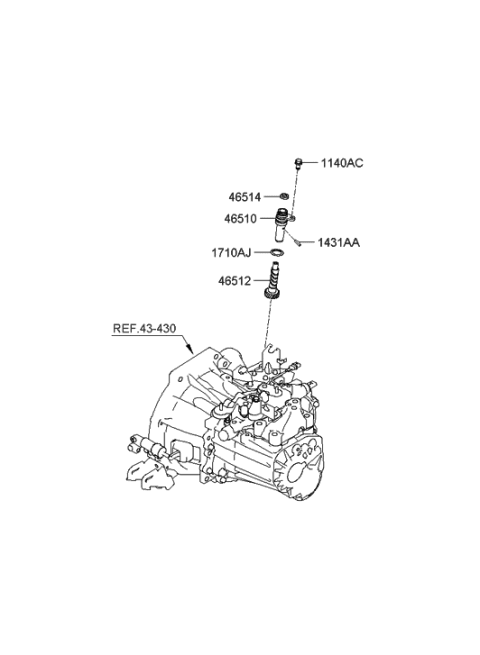 2005 Hyundai Accent New Body Style Speedometer Driven Gear (MTA) Diagram