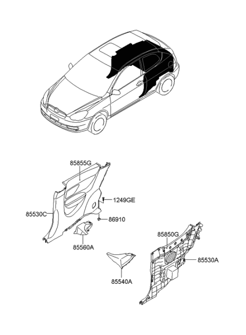 2005 Hyundai Accent Quarter Trim Diagram