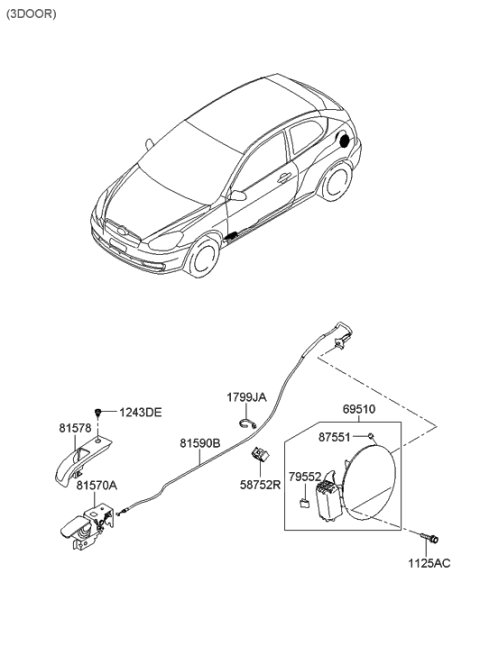2005 Hyundai Accent New Body Style Fuel Filler Door Diagram 2
