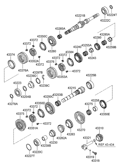 2015 Hyundai Genesis Coupe Ring-Synchronizer Diagram for 43374-23001