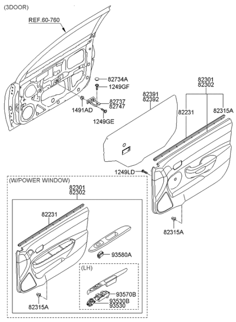 2005 Hyundai Accent Front Door Trim Diagram 3