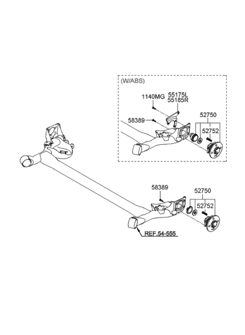 2005 Hyundai Accent Bolt Diagram for 58389-1G000