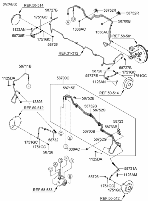 2005 Hyundai Accent New Body Style Brake Fluid Line Diagram 2