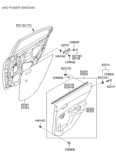 2005 Hyundai Accent New Body Style Rear Door Trim Diagram 1