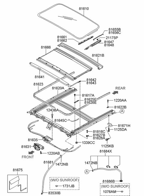 2006 Hyundai Accent New Body Style (Produced Before SEP.03.2006) Sunroof Diagram
