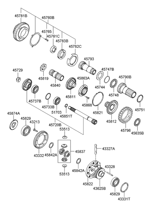 2005 Hyundai Accent New Body Style Transaxle Gear - Auto Diagram