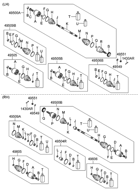 2006 Hyundai Accent Joint Assembly-Cv LH Diagram for 49500-1E200