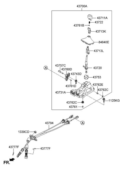 2014 Hyundai Elantra Lever Assembly-Gear Shift Diagram for 43720-3X500