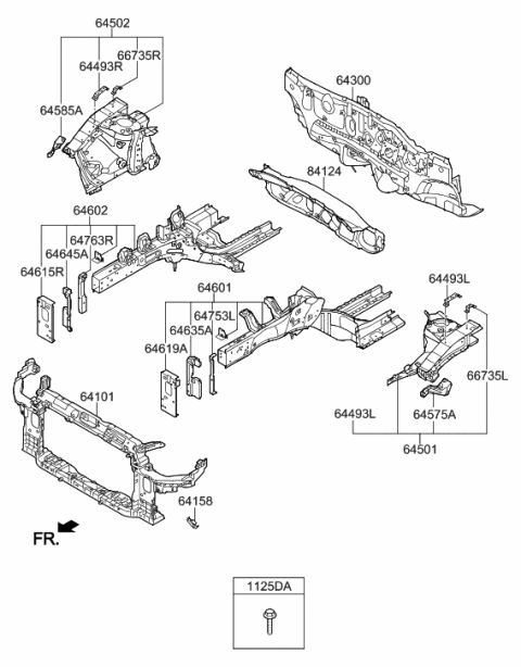 2014 Hyundai Elantra US Alabama made Fender Apron & Radiator Support Panel Diagram