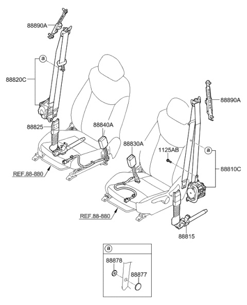 2014 Hyundai Elantra US Alabama made Front Seat Belt Diagram