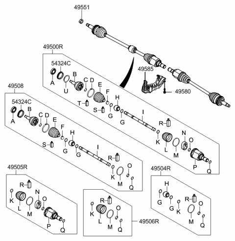 2015 Hyundai Elantra US Alabama made Drive Shaft (Front) Diagram 1